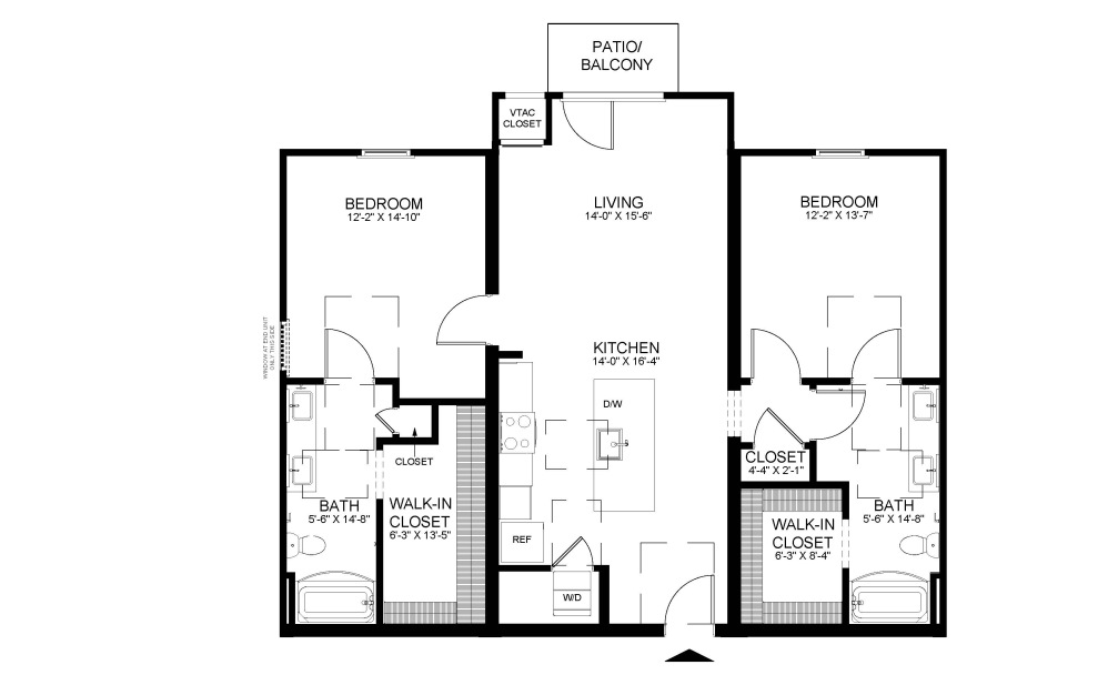 Floorplan of a 2 Bed Apartment Home