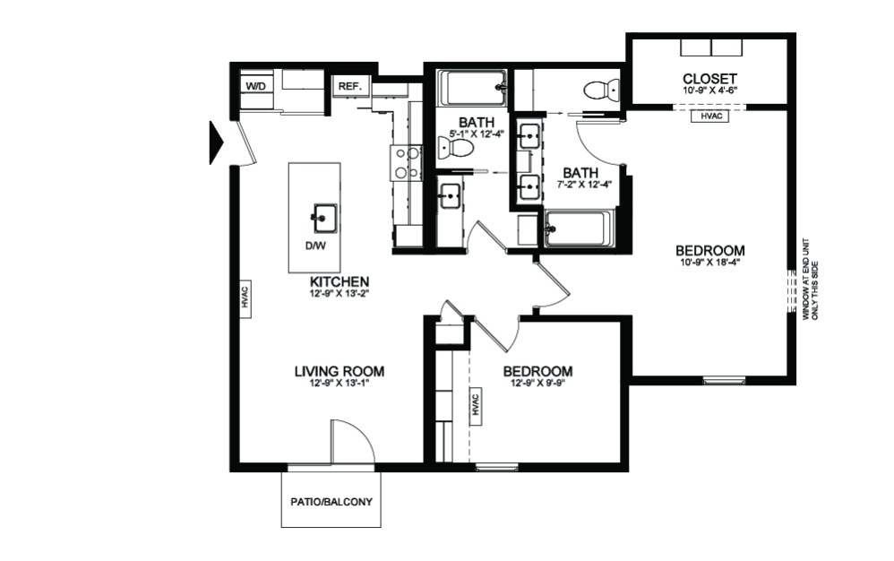 Floorplan of a 2 Bed Apartment Home