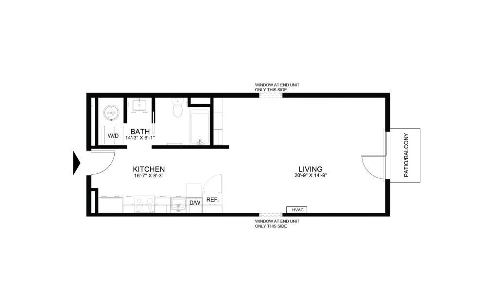 Floorplan of a Studio Apartment Home