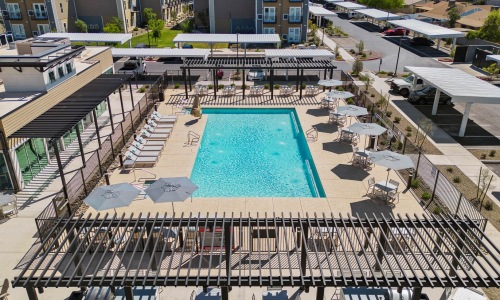arial view of pool