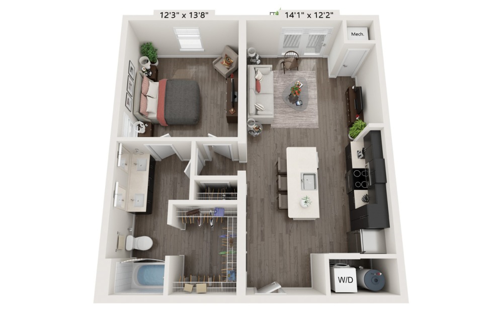 Floorplan of a 1 Bed Apartment Home