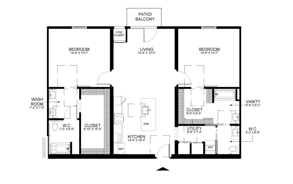 Floorplan of a 2 Bed Apartment Home